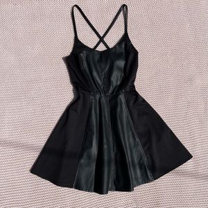 Forever 21 | faux leather skater style black dress